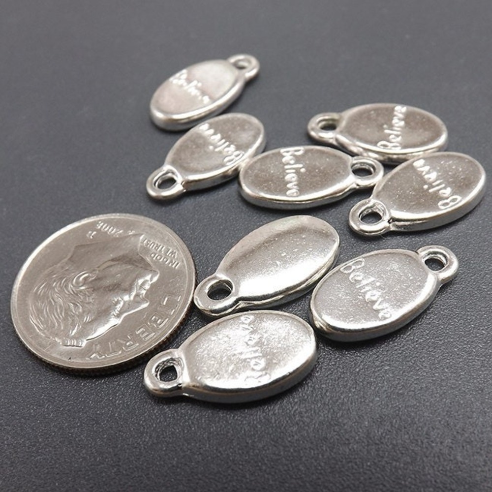 10pcs Believe Charms‎ Silver Tone Metal Charms